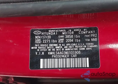 2021 Hyundai Elantra Sel z USA, uszkodzony, nr VIN KMHLS4AG1MU101908